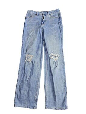 Old Navy OG Loose Wide Leg Jeans Womens 6 Smooth Pockets High Rise Distressed